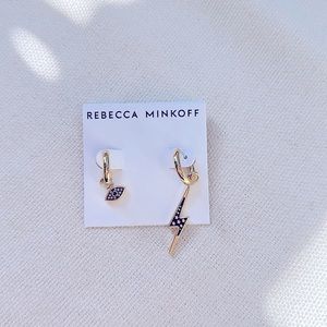 Rebecca Minkoff Evil Eye & Lightning Bolt Mismatched Huggie Hoops